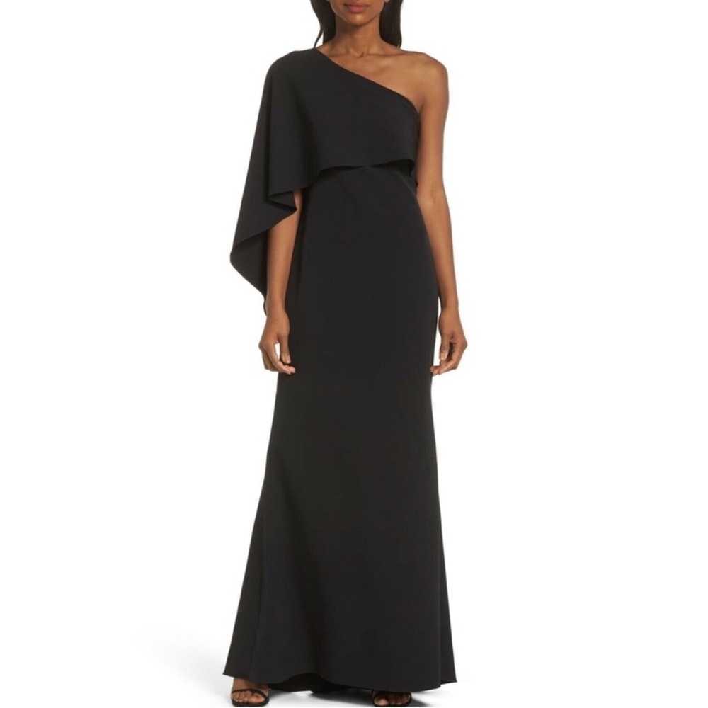 Vince Camuto One Shoulder Cape Gown 8
